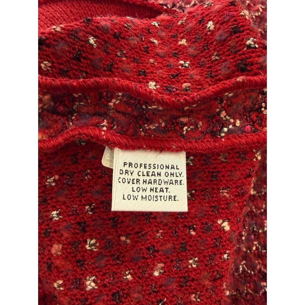 St. John Collection Claret Classic Knit Tweed Boucle Jacket Button Down Size XL - Picture 10 of 12